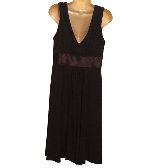 Jones Wear Dress Brown Knit Cocktail Dress Woman Size 12 Below Knee Empire Waist - Picture 2 of 9